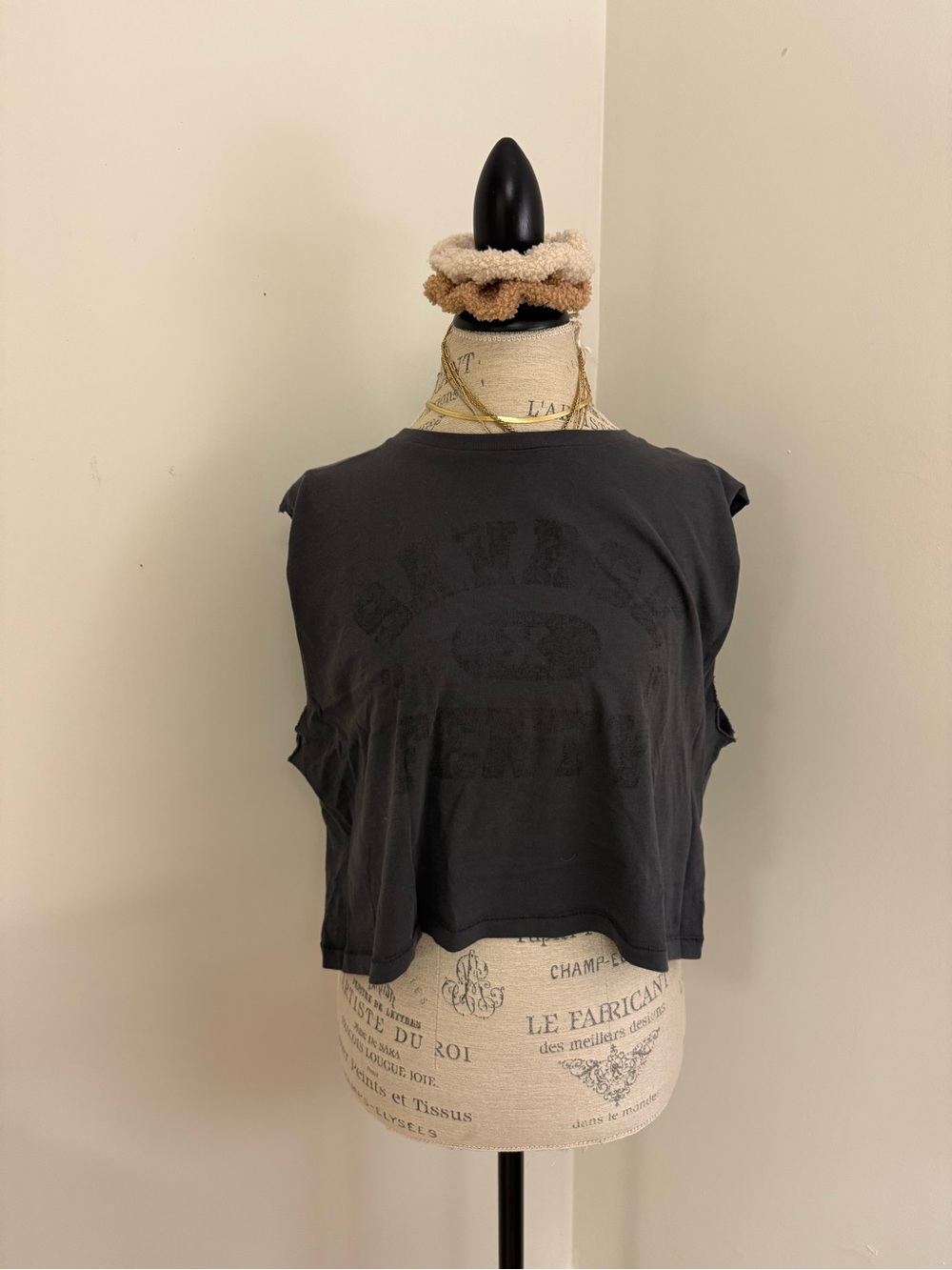 Savage X Fenty Black Cropped Graphic Muscle Tank